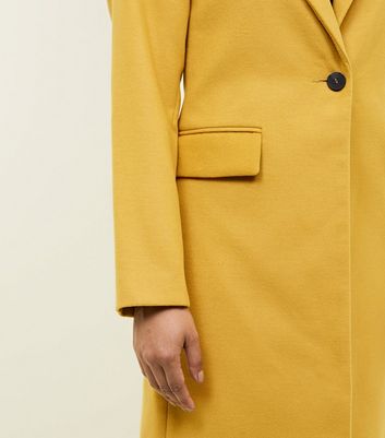 Petite Mustard Revere Collar Longline Coat New Look