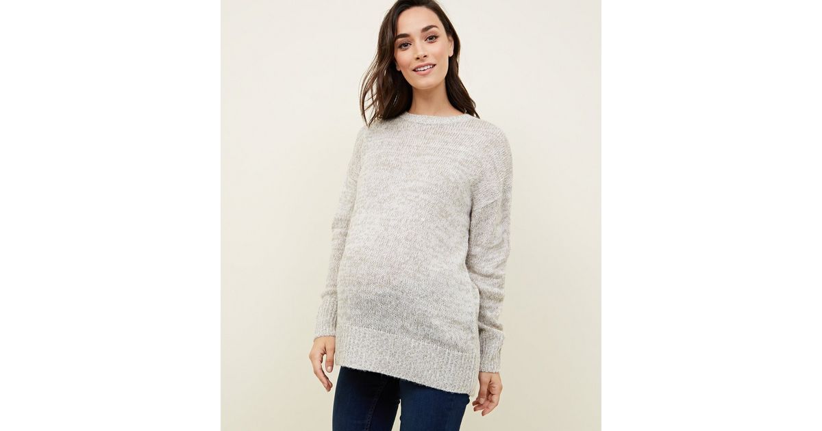 Maternity Pale Grey Knitted Jumper New Look