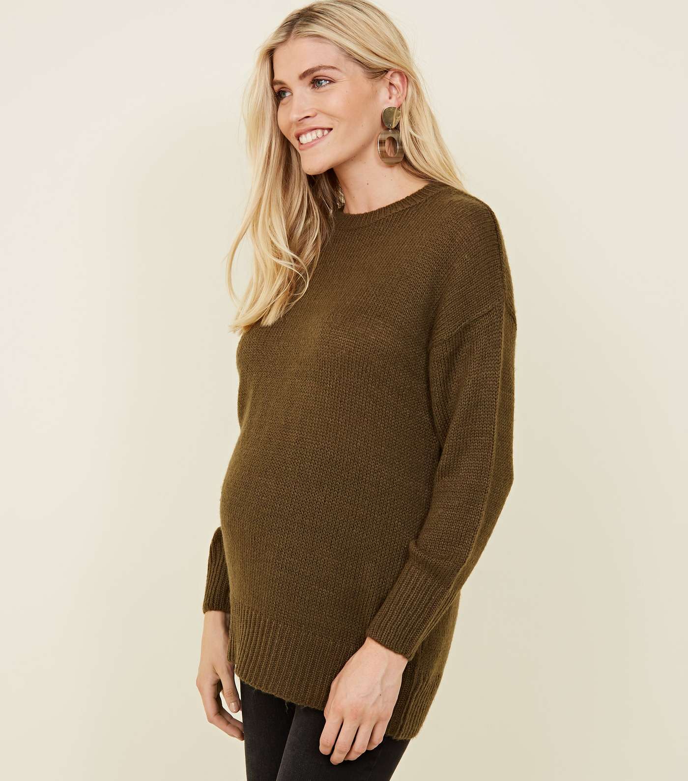 Maternity Khaki Knitted Jumper