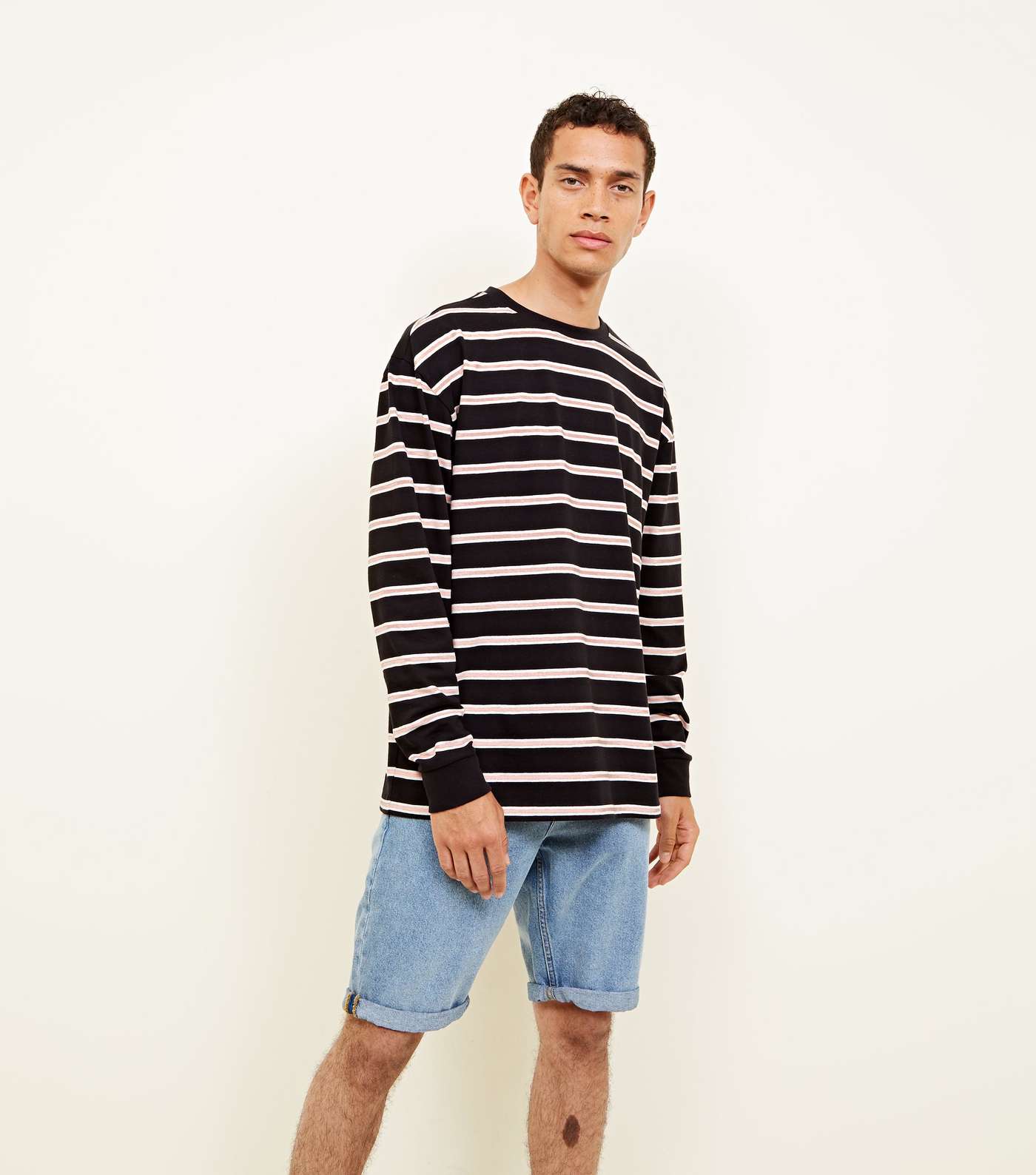Coral and White Stripe Long Sleeve T-Shirt