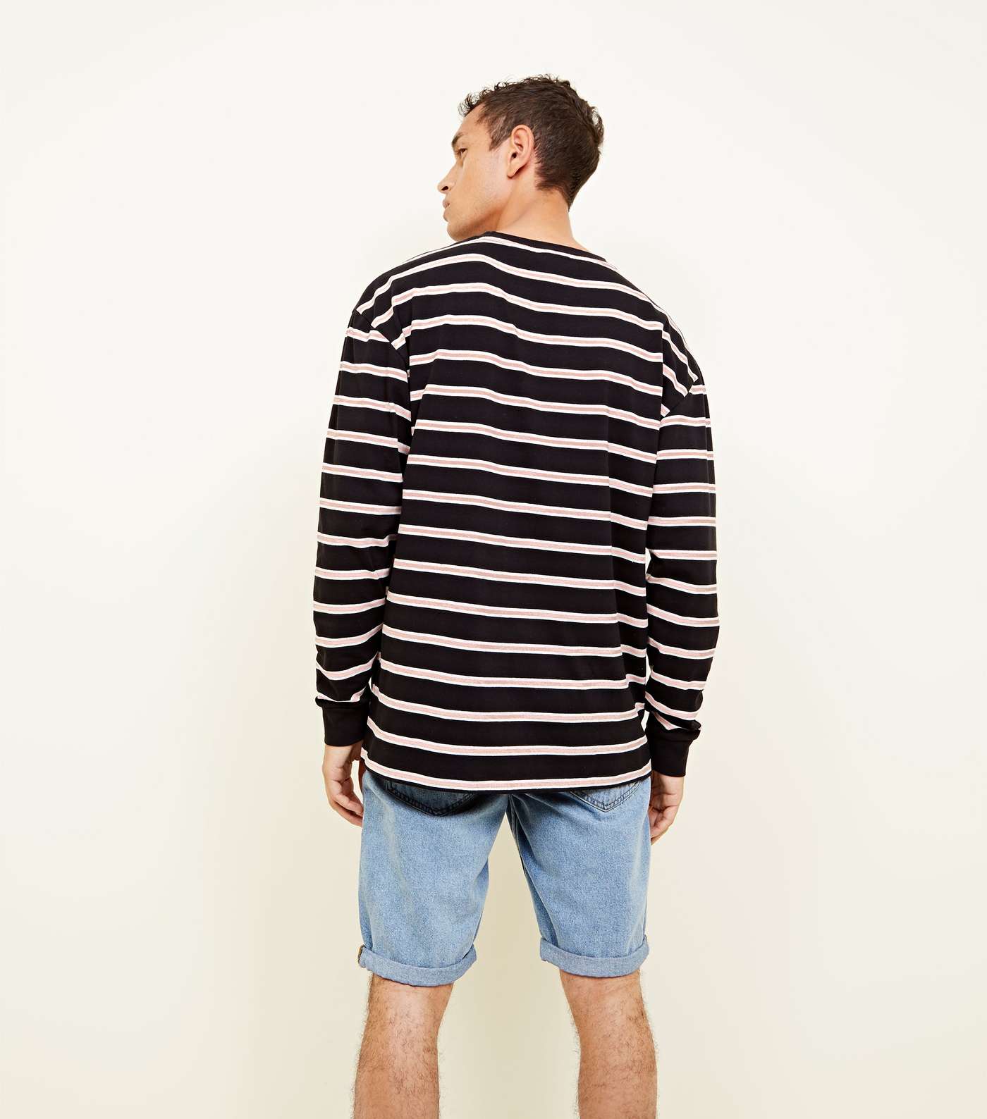 Coral and White Stripe Long Sleeve T-Shirt Image 3