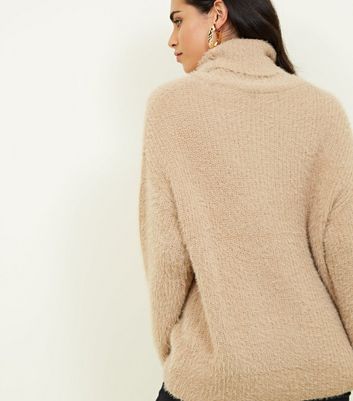 high neck camel jumper