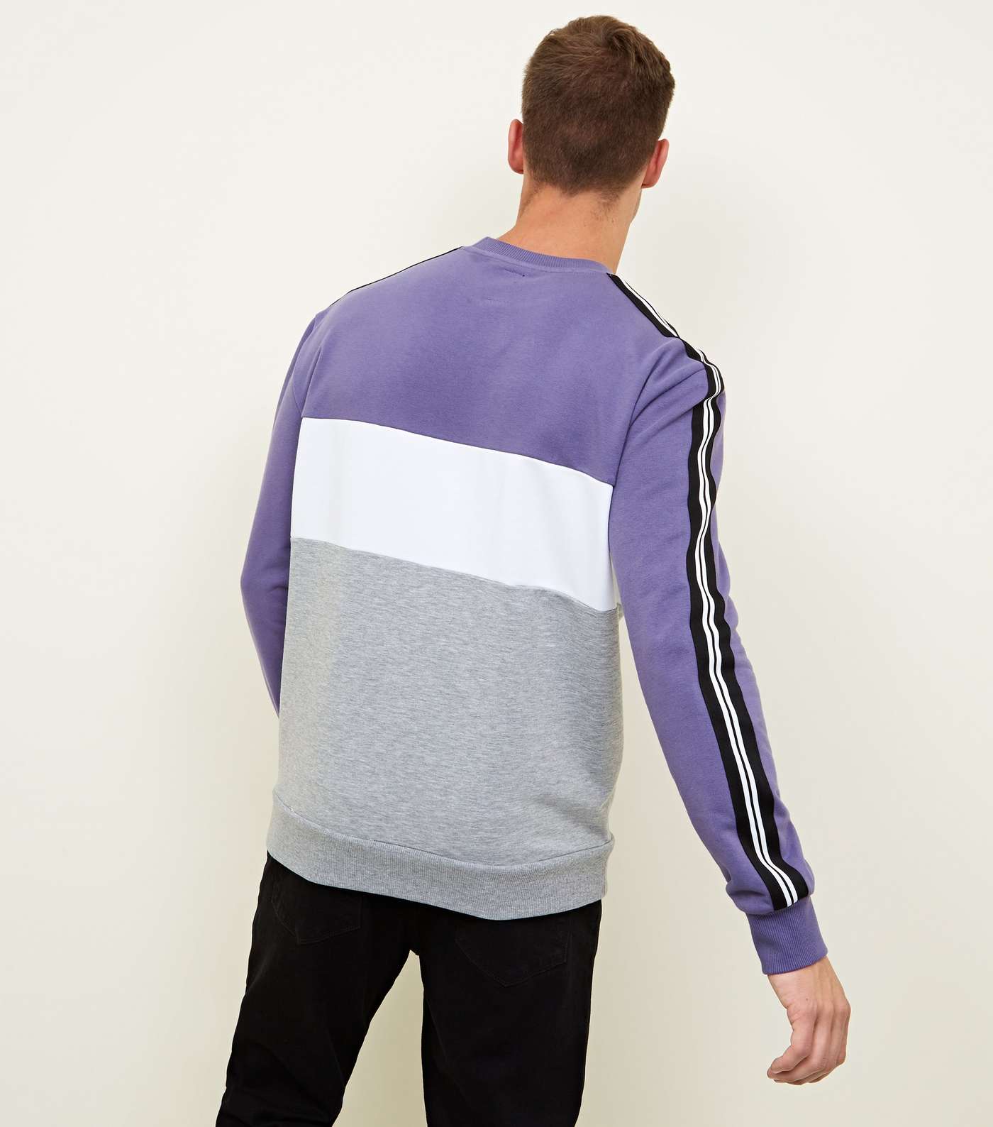Purple Colour Block Sweatshirt Image 3