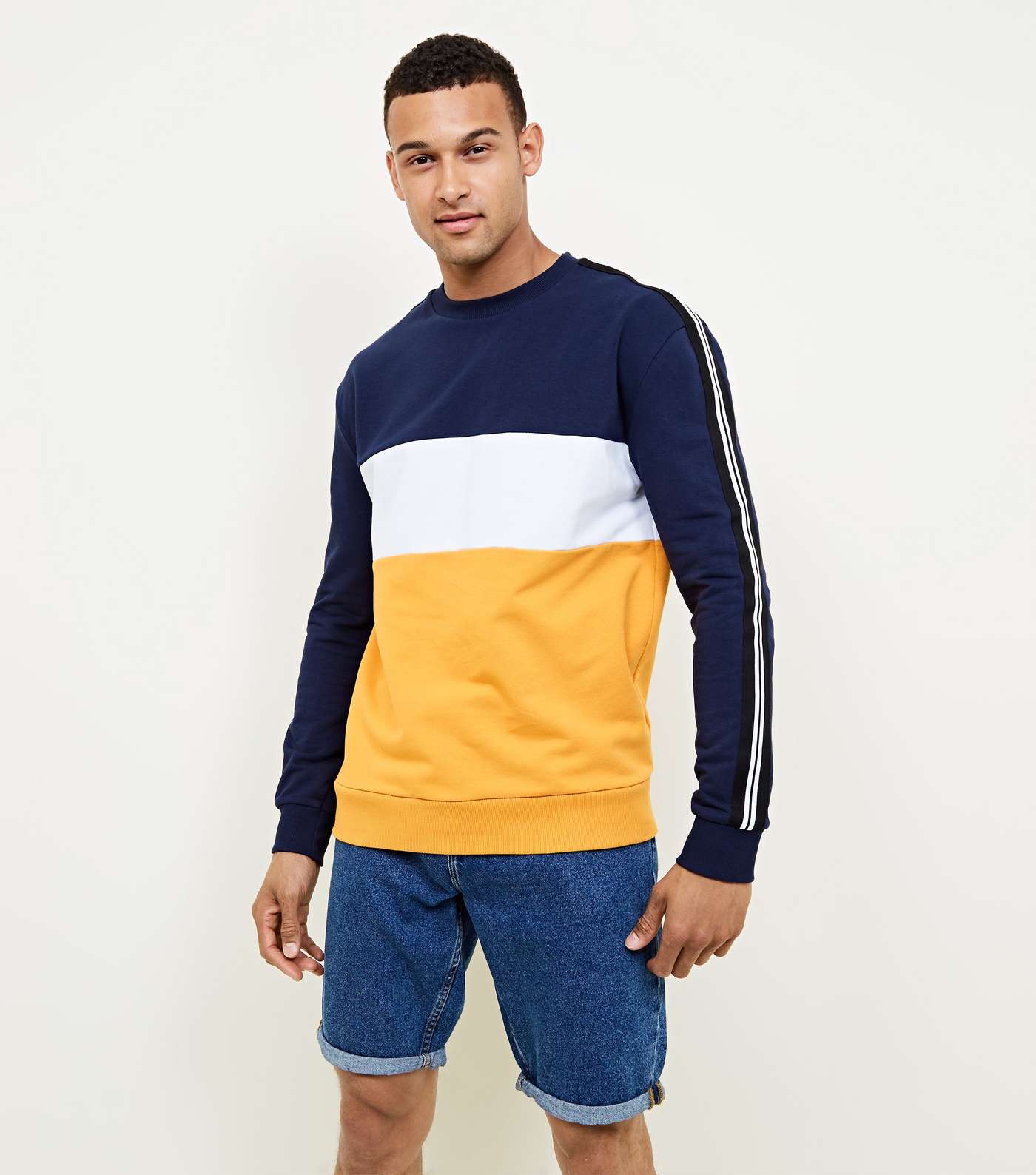 Yellow Colour Block Sweatshirt