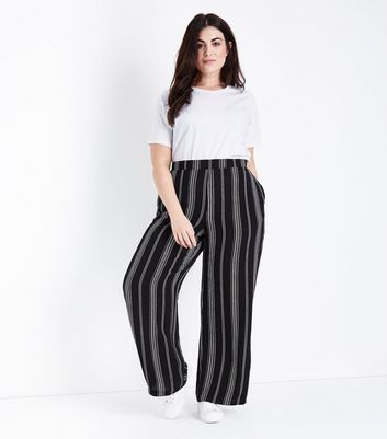 new look black and white striped trousers