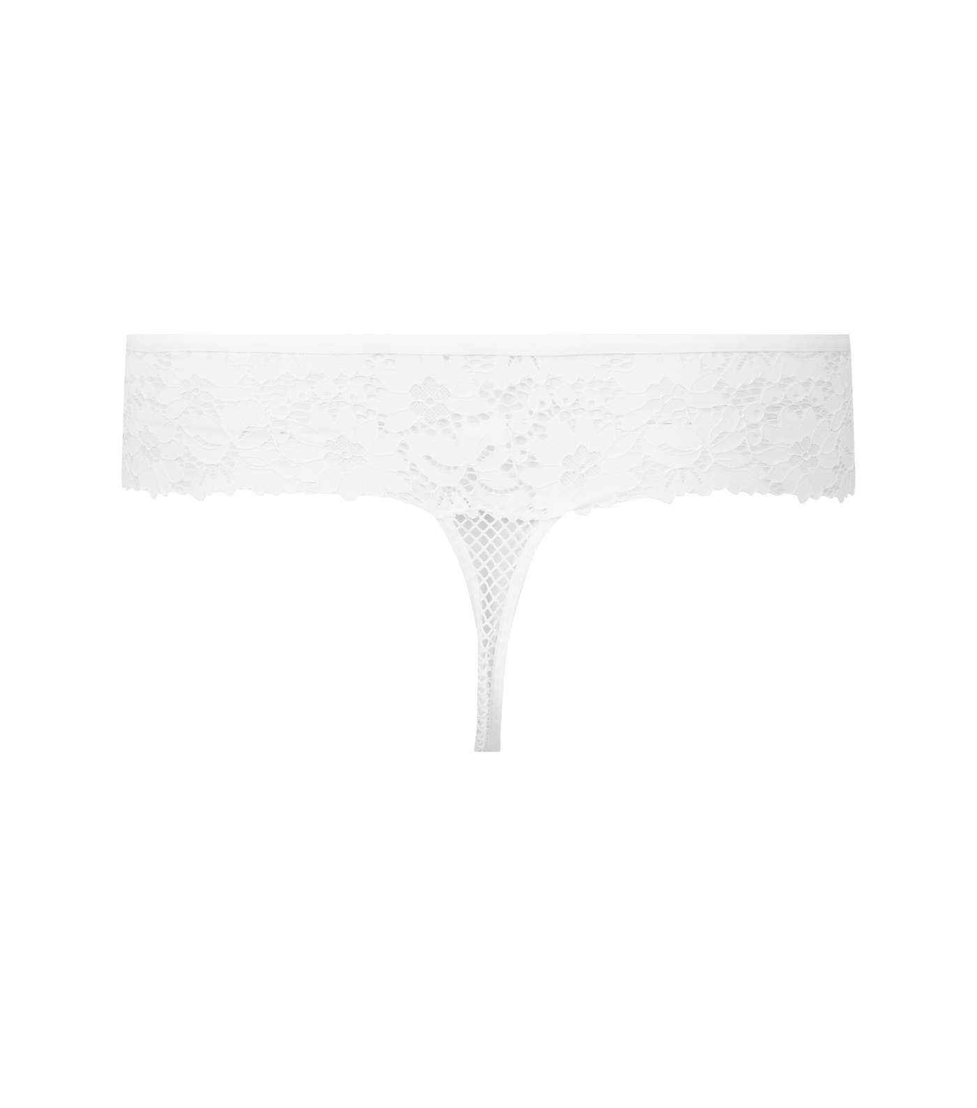 Curves White Floral Lace Thong  Image 4