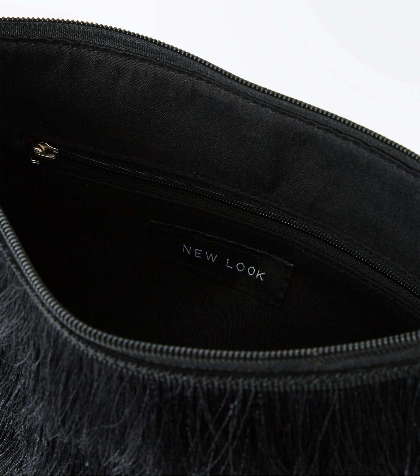 Black Layered Tassel Zip Top Clutch Bag Image 5