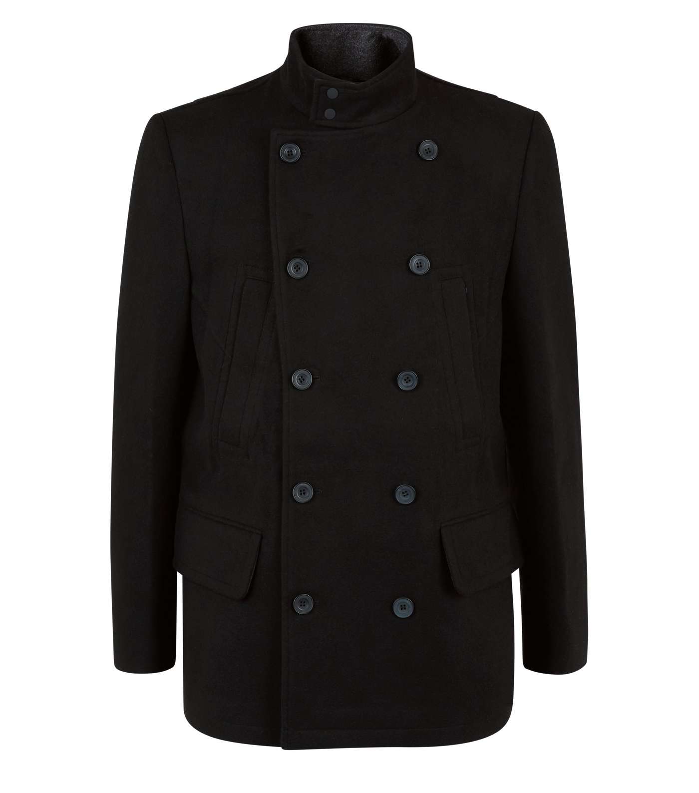 Black Double Breasted Military Coat Image 4