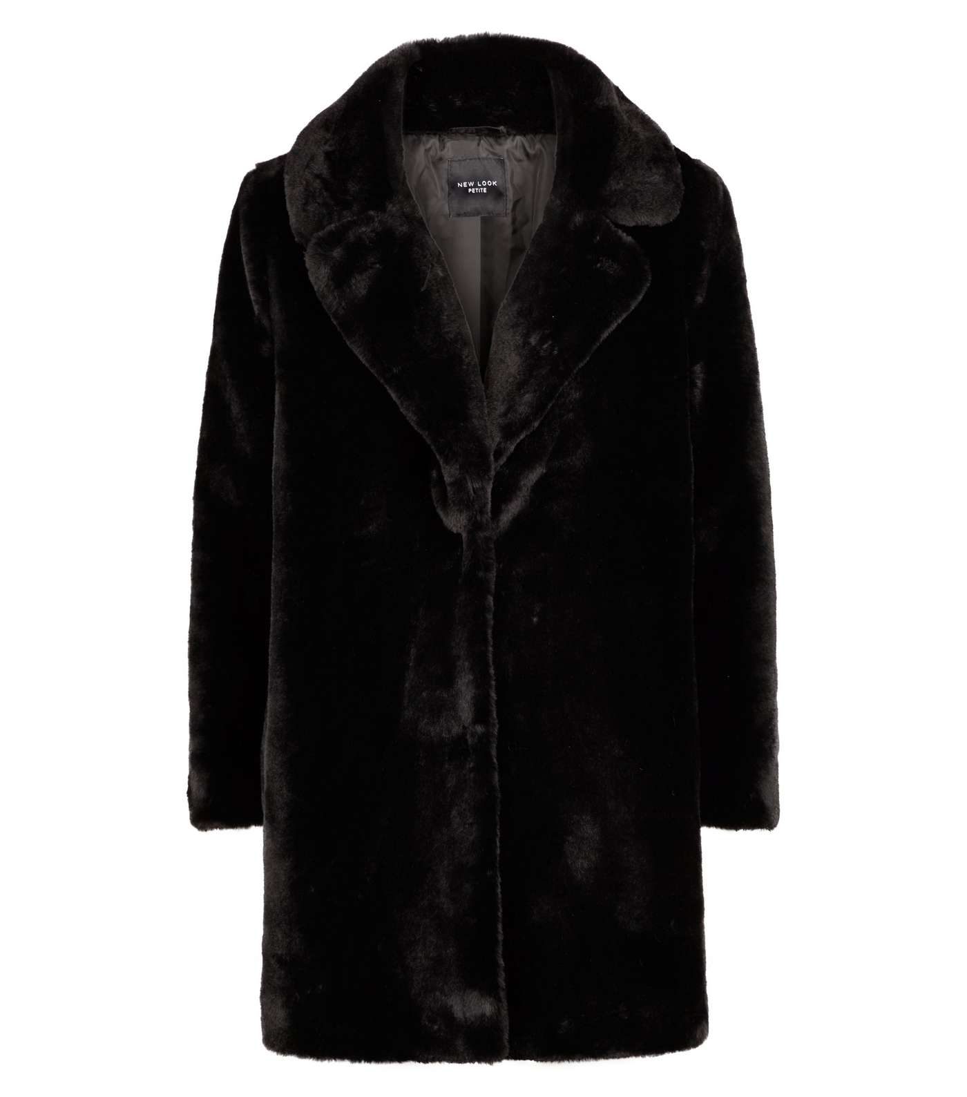 Petite Black Faux Fur Coat  Image 4