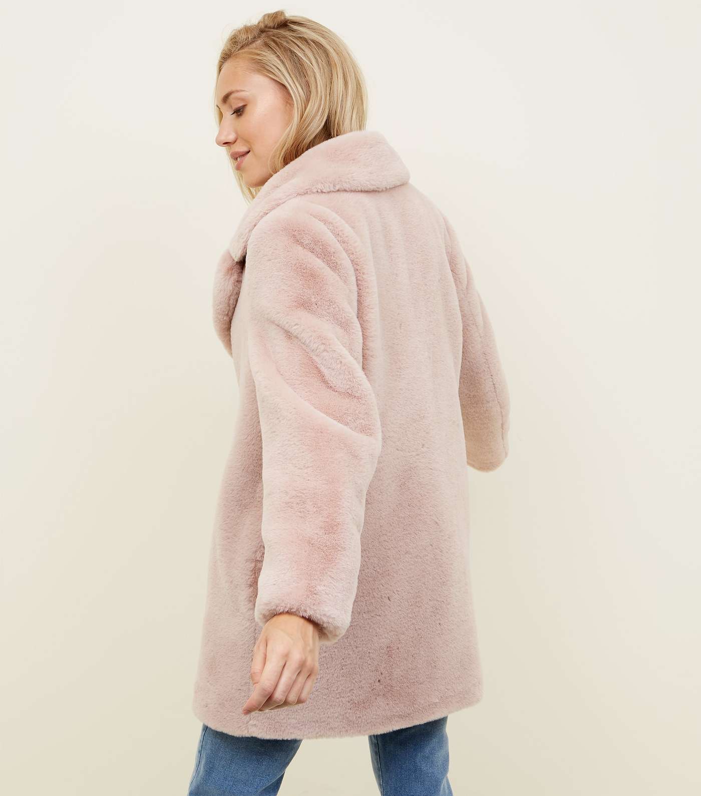 Petite Pale Pink Faux Fur Coat  Image 3
