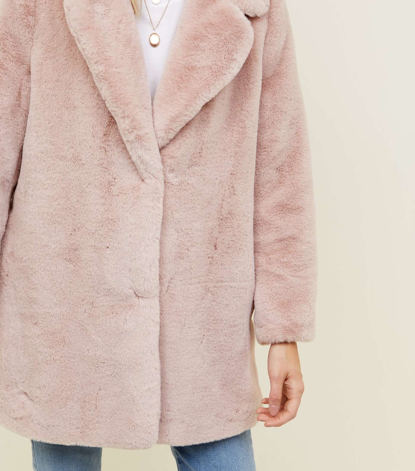 Petite Pale Pink Faux Fur Coat  Image 7