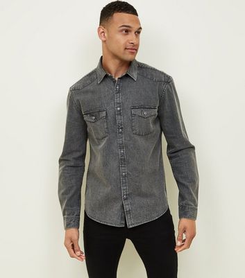 grey jean shirt