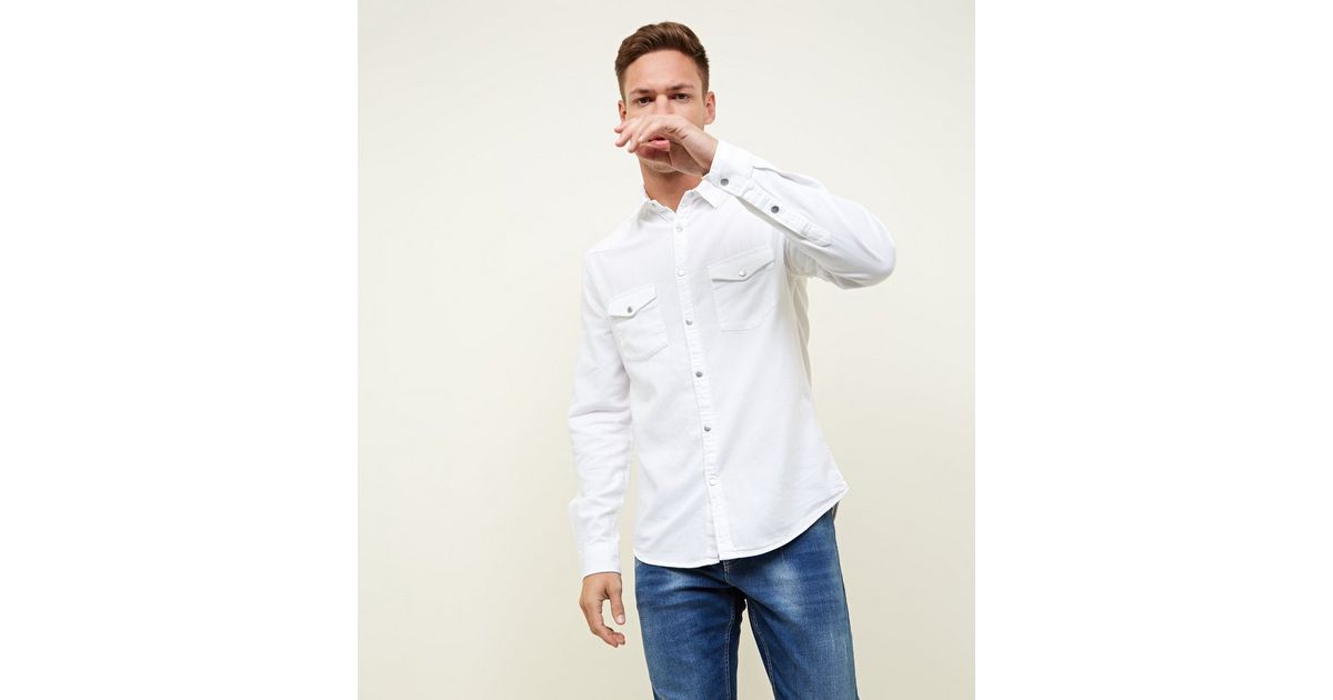 White Denim Shirt New Look