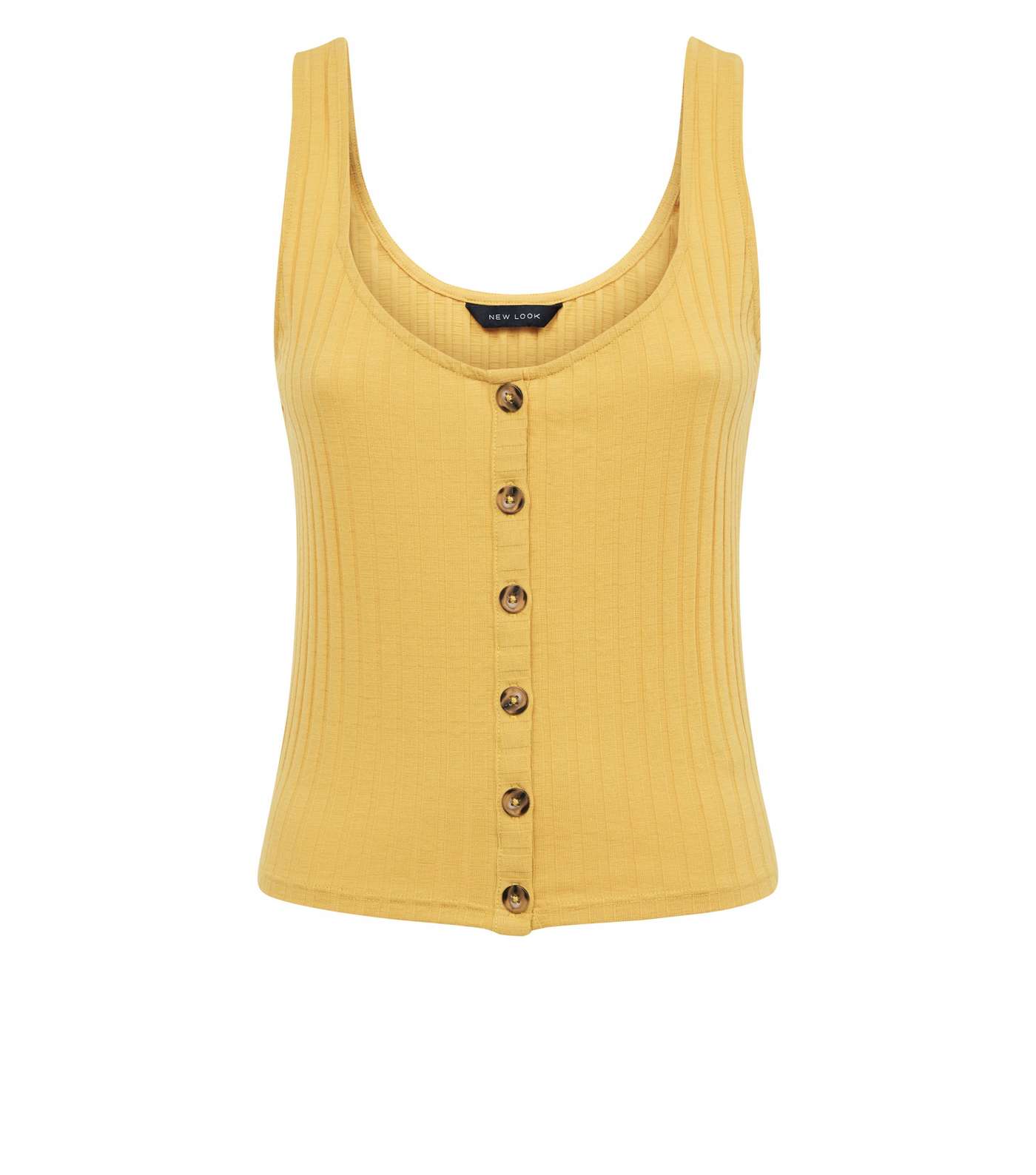 Yellow Button Front Ribbed Vest Image 4