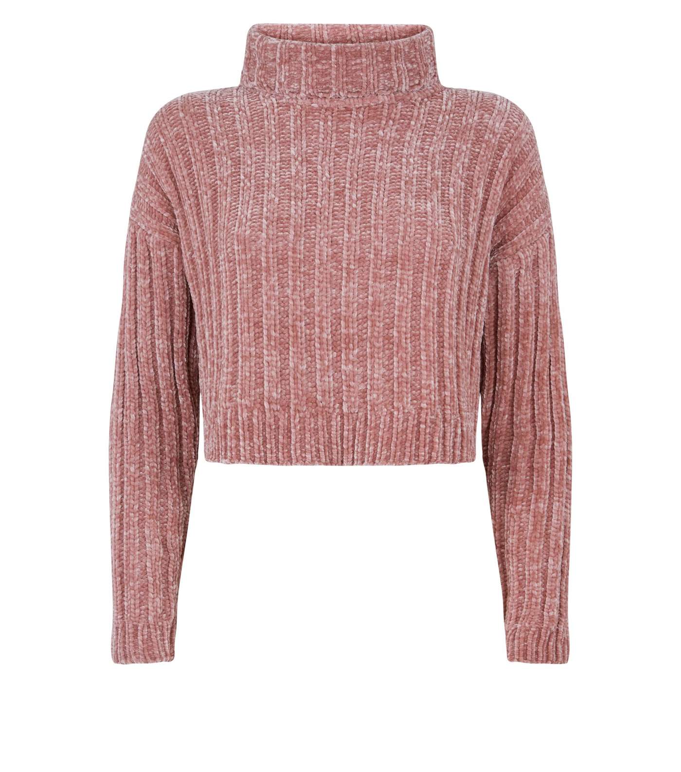 Pink Ribbed Chenille Roll Neck Jumper Image 4