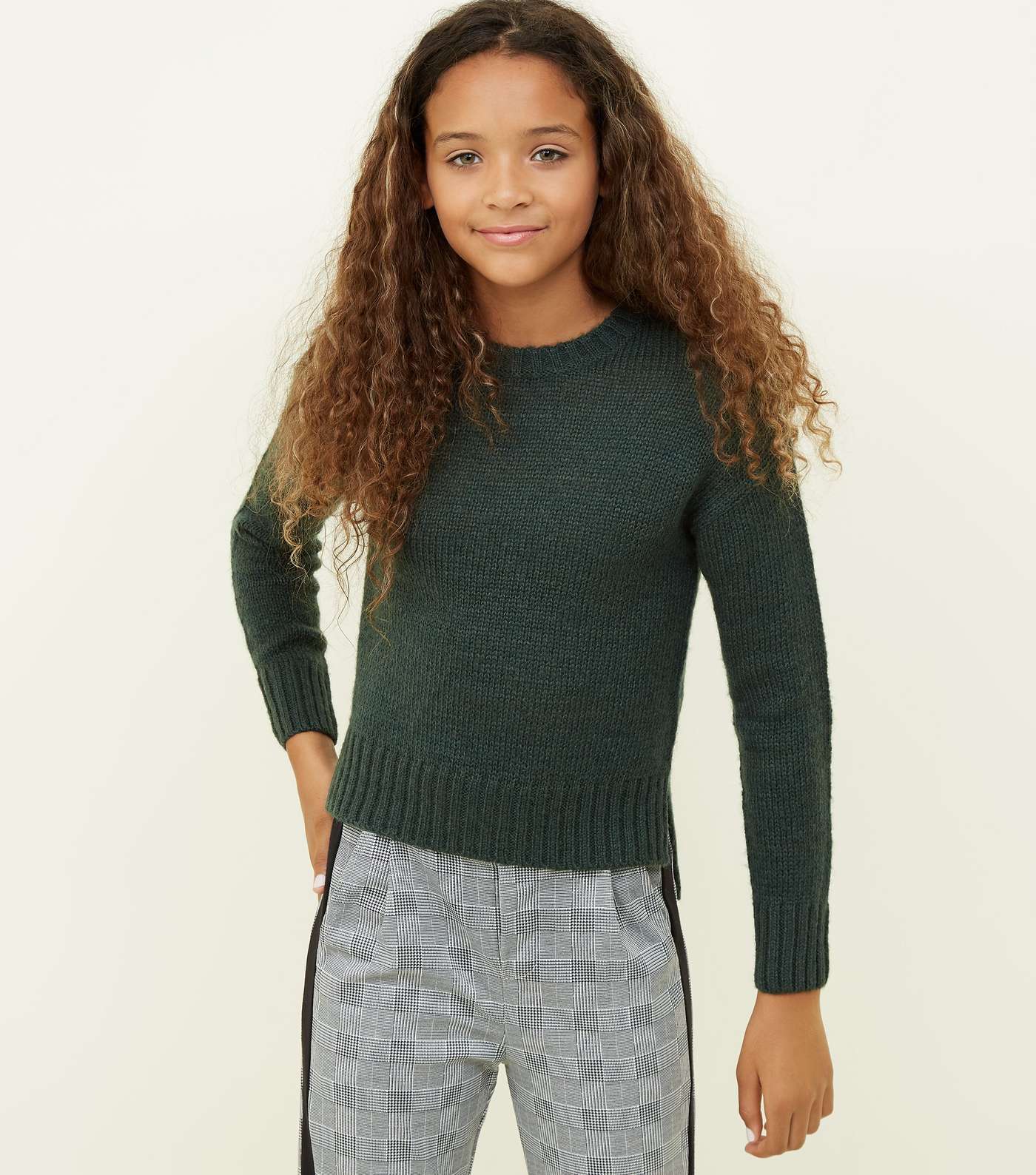Girls Dark Green Knitted Jumper 