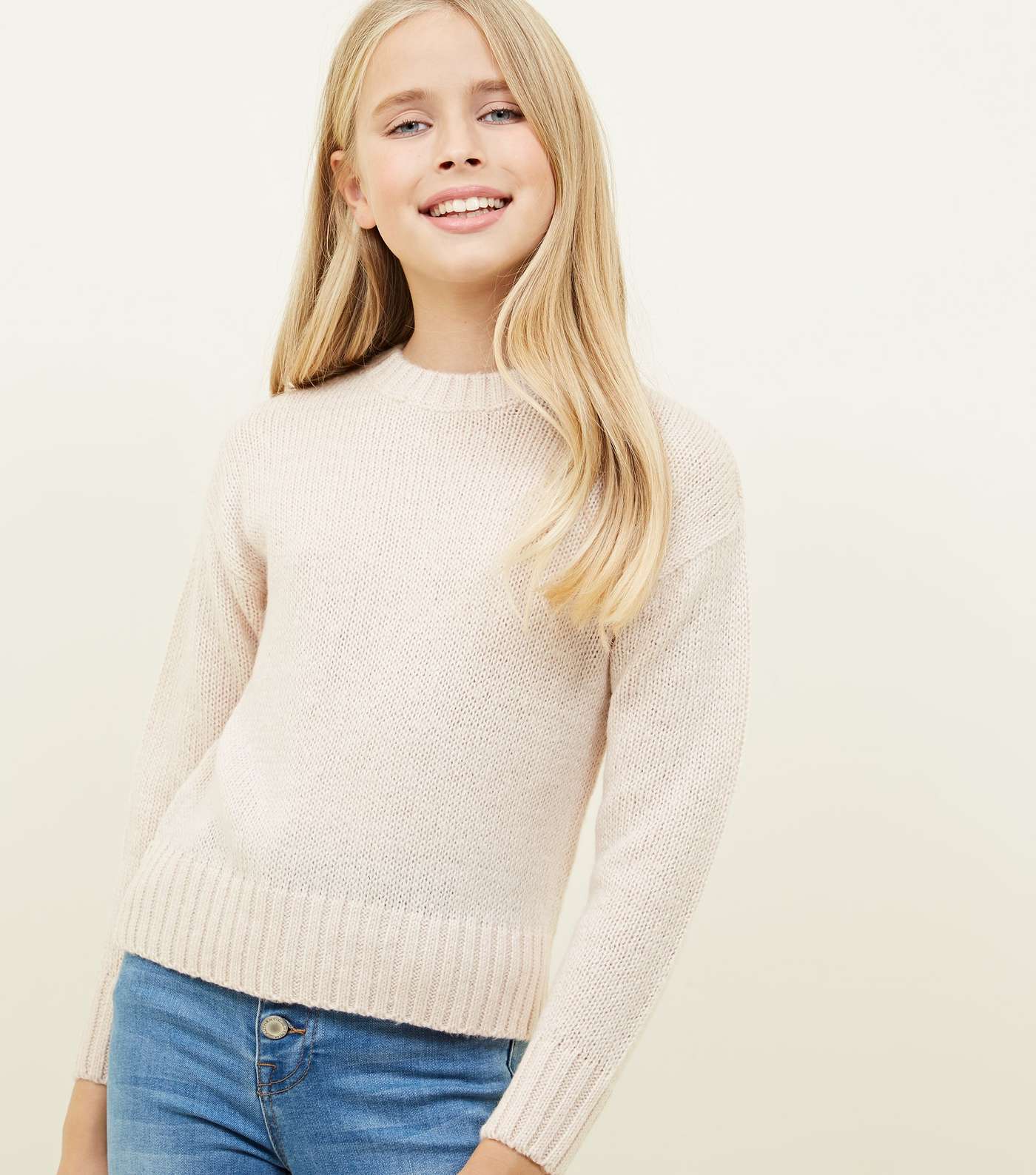 Girls Pale Pink Knitted Jumper 
