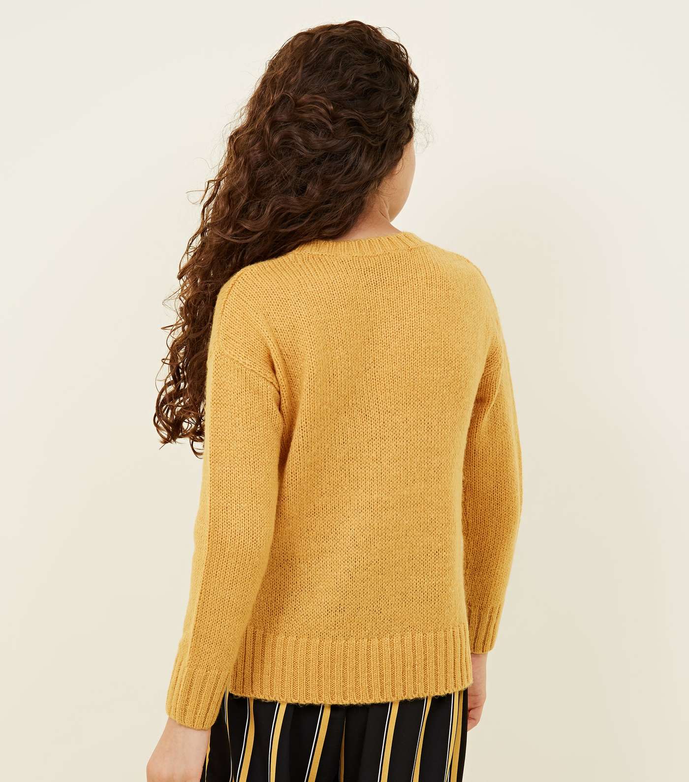 Girls Mustard Knitted Jumper Image 3