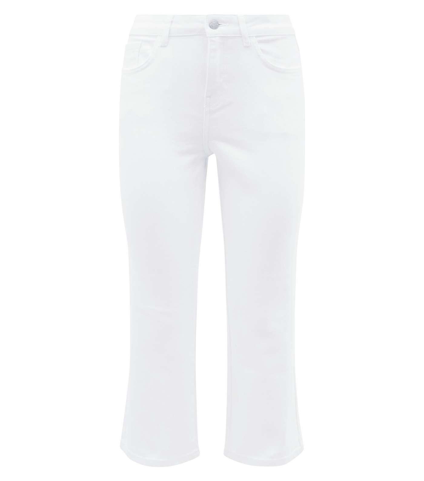 Petite White Cropped Kick Flare Jeans Image 4