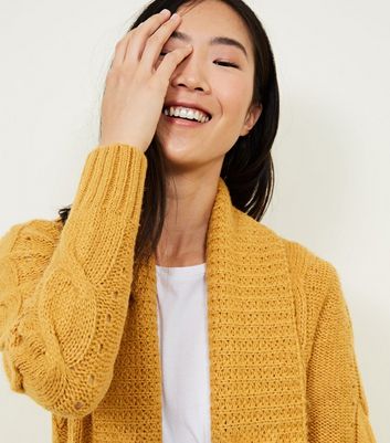 Mustard cable shop knit cardigan