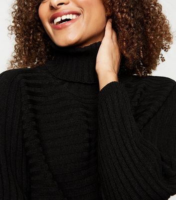 Black crop roll neck jumper sale