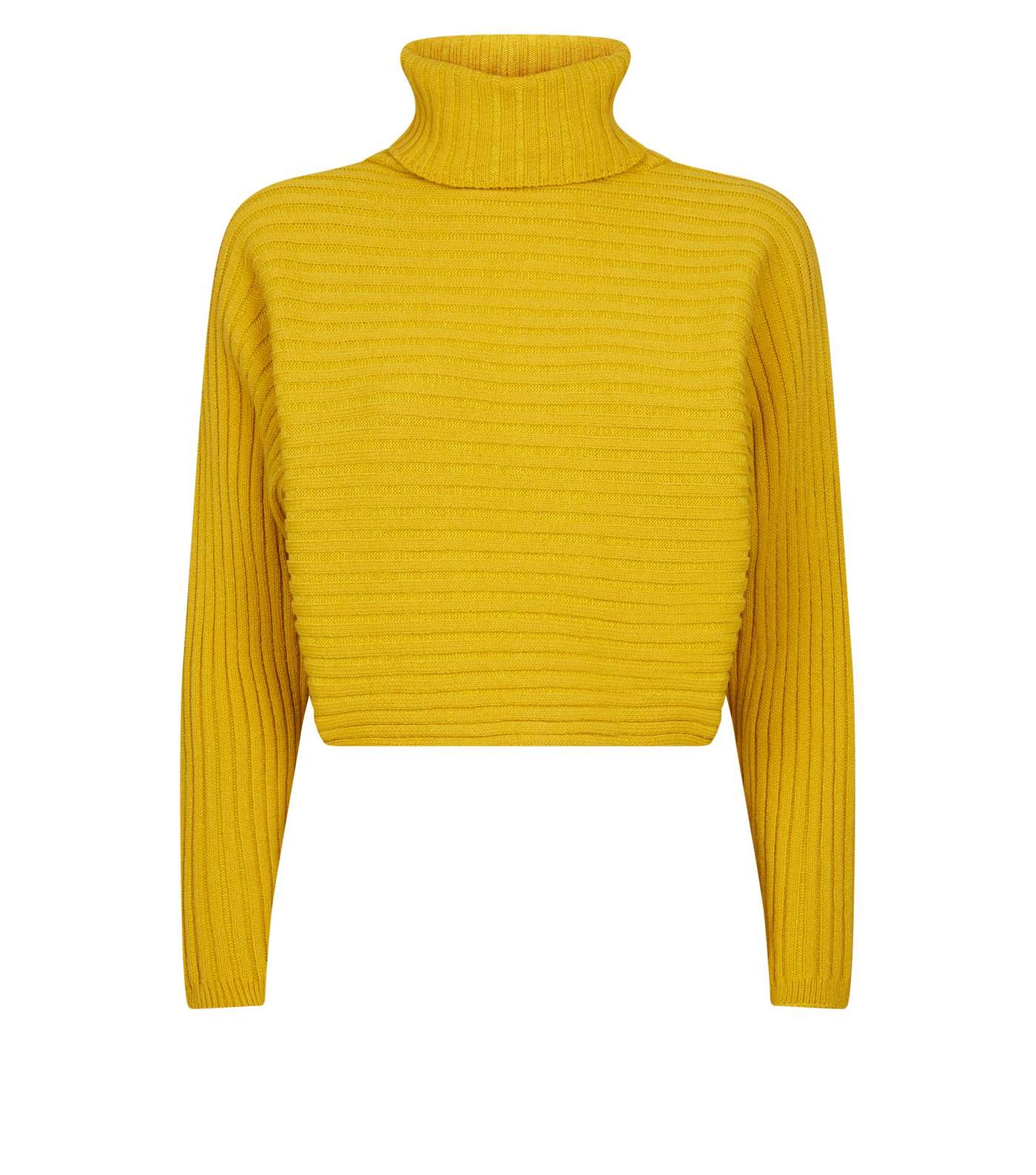 Mustard Roll Neck Boxy Cropped Jumper Image 4