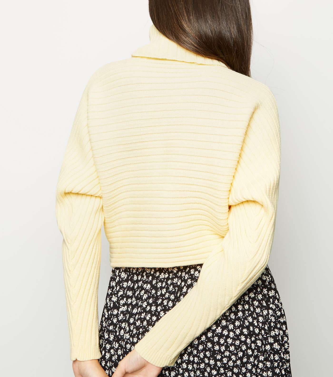 Pale Yellow Roll Neck Boxy Cropped Jumper  Image 3