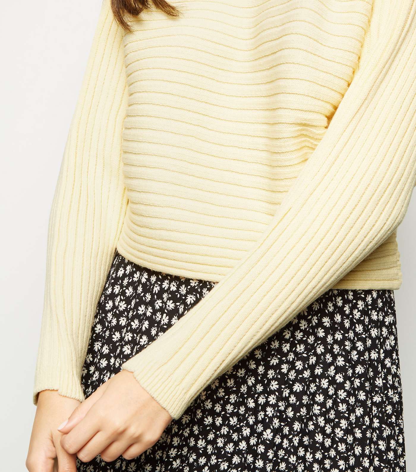 Pale Yellow Roll Neck Boxy Cropped Jumper  Image 5