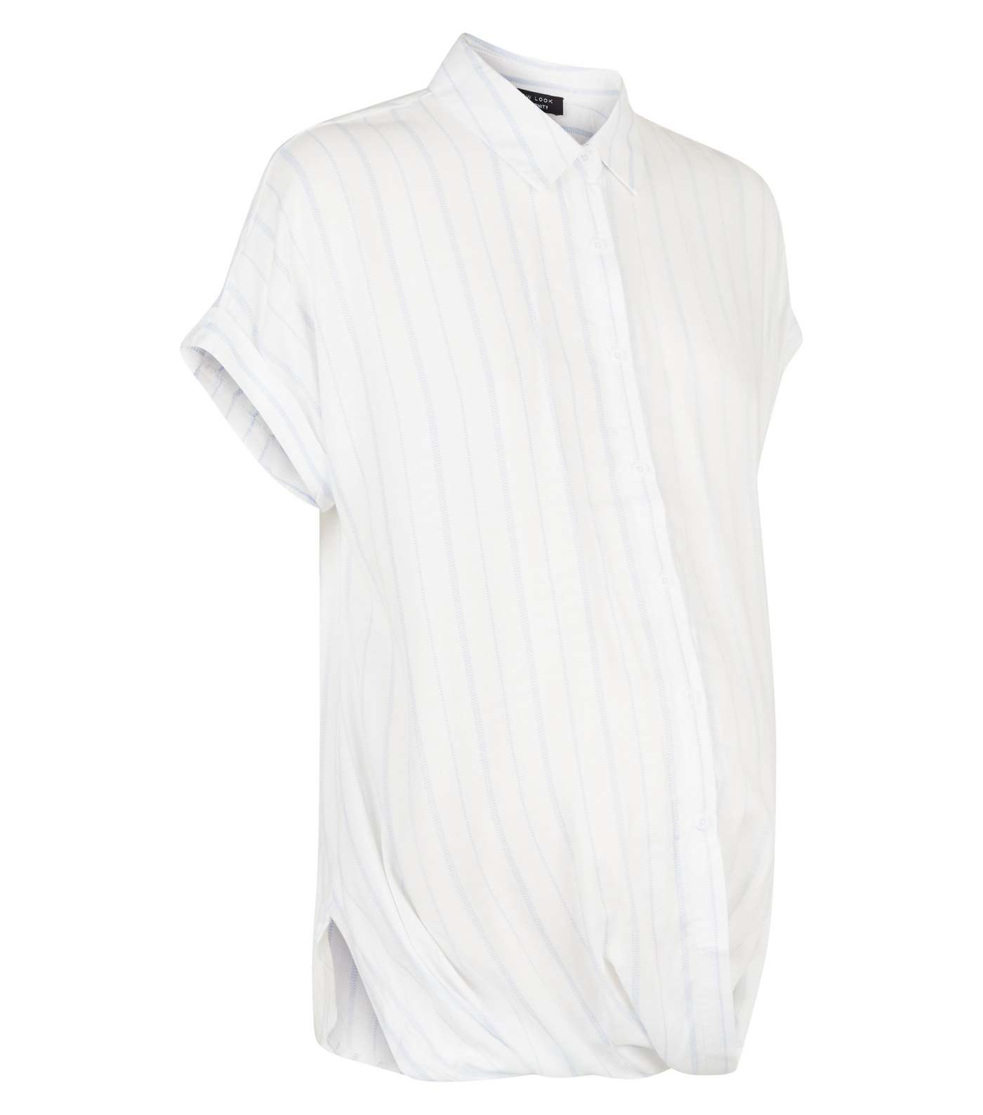 Maternity White Stripe Twist Front Shirt Image 4