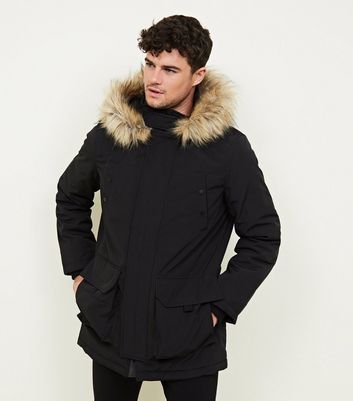 black parka coat new look