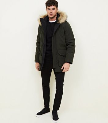 Men's Khaki Faux Fur Trim Hooded Parka New Look shop for Men's Khaki Faux Fur Trim Hooded Parka New Look at Shopo