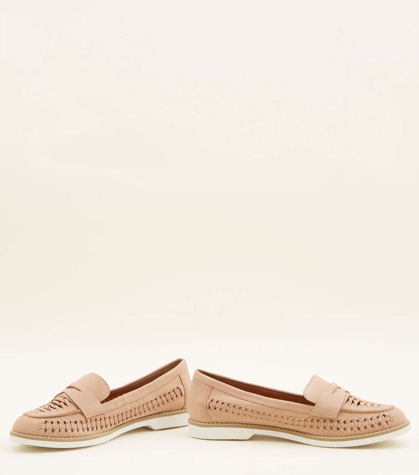 Pink Woven Leather Penny Loafers Image 4