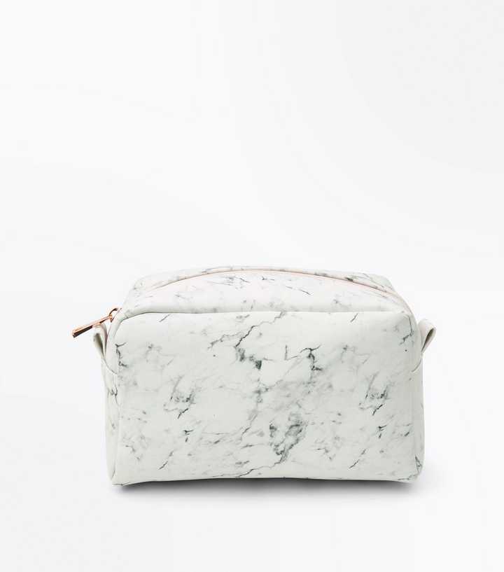 White Marble Effect Oversized Make-Up Bag