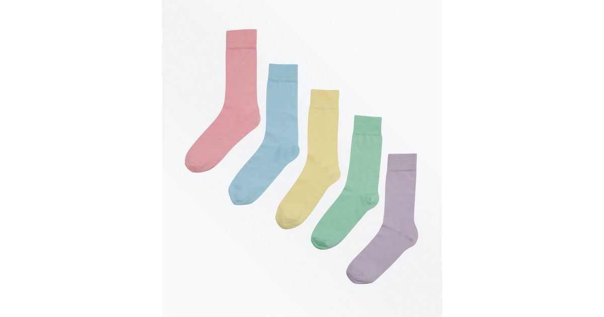 Bunte Socken In Pastellfarben 5er Pack New Look