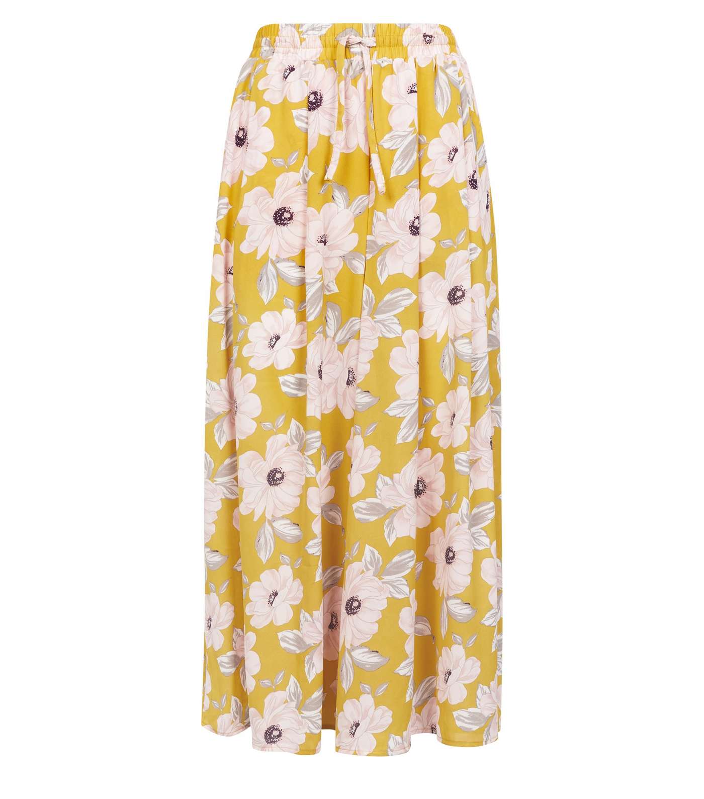 Yellow Floral Gathered Wide Leg Cropped Trousers Image 4