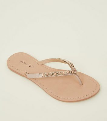 new look leather flip flops