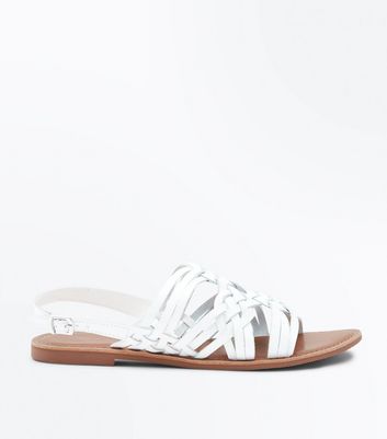 white flat sandals new look