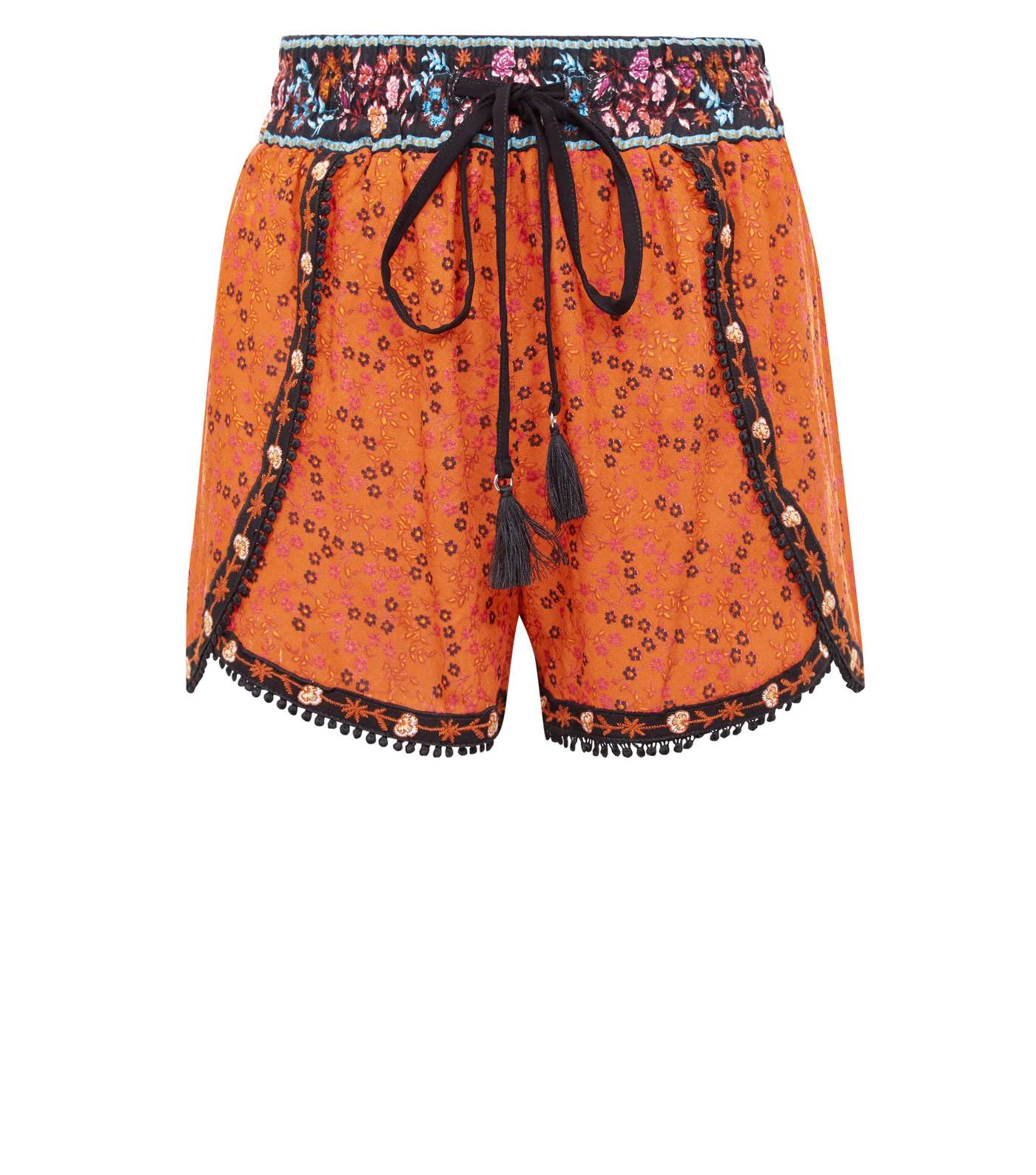 Rust Ditsy Floral Embroidered Shorts Image 4