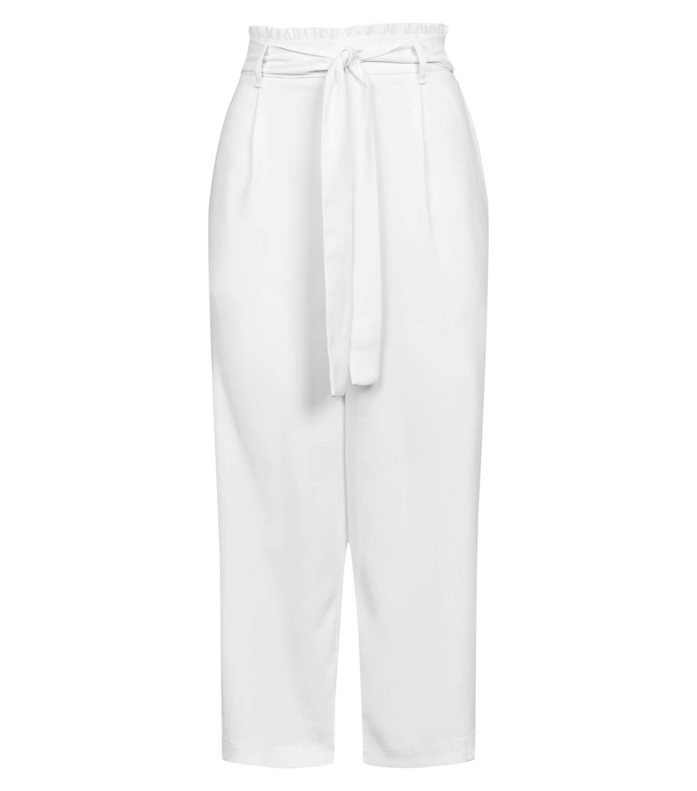White Tie Waist Cropped Trousers Image 4