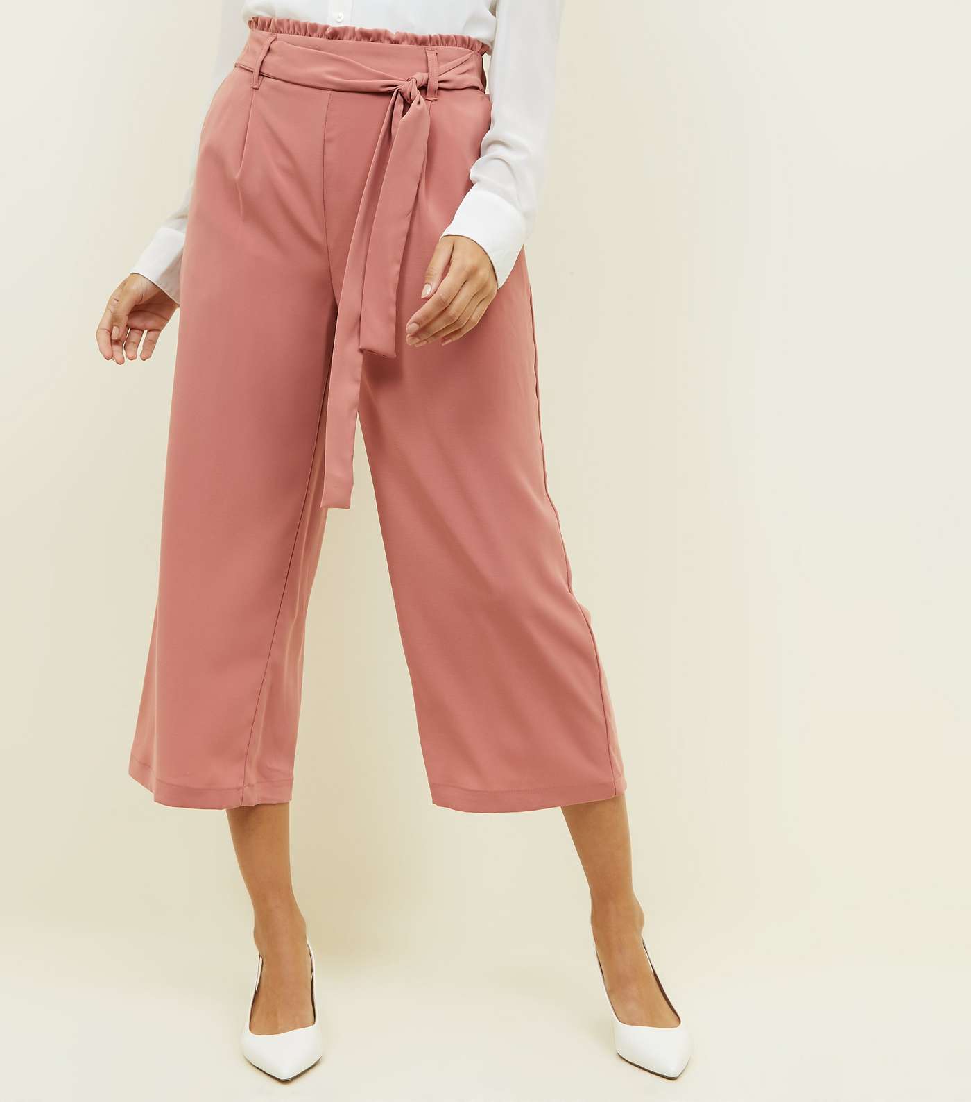 Coral Tie Waist Cropped Trousers Image 2