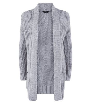 new look long grey cardigan