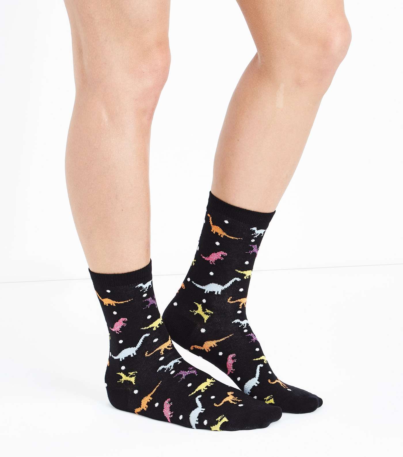 Black Glitter Dinosaur Socks Image 2