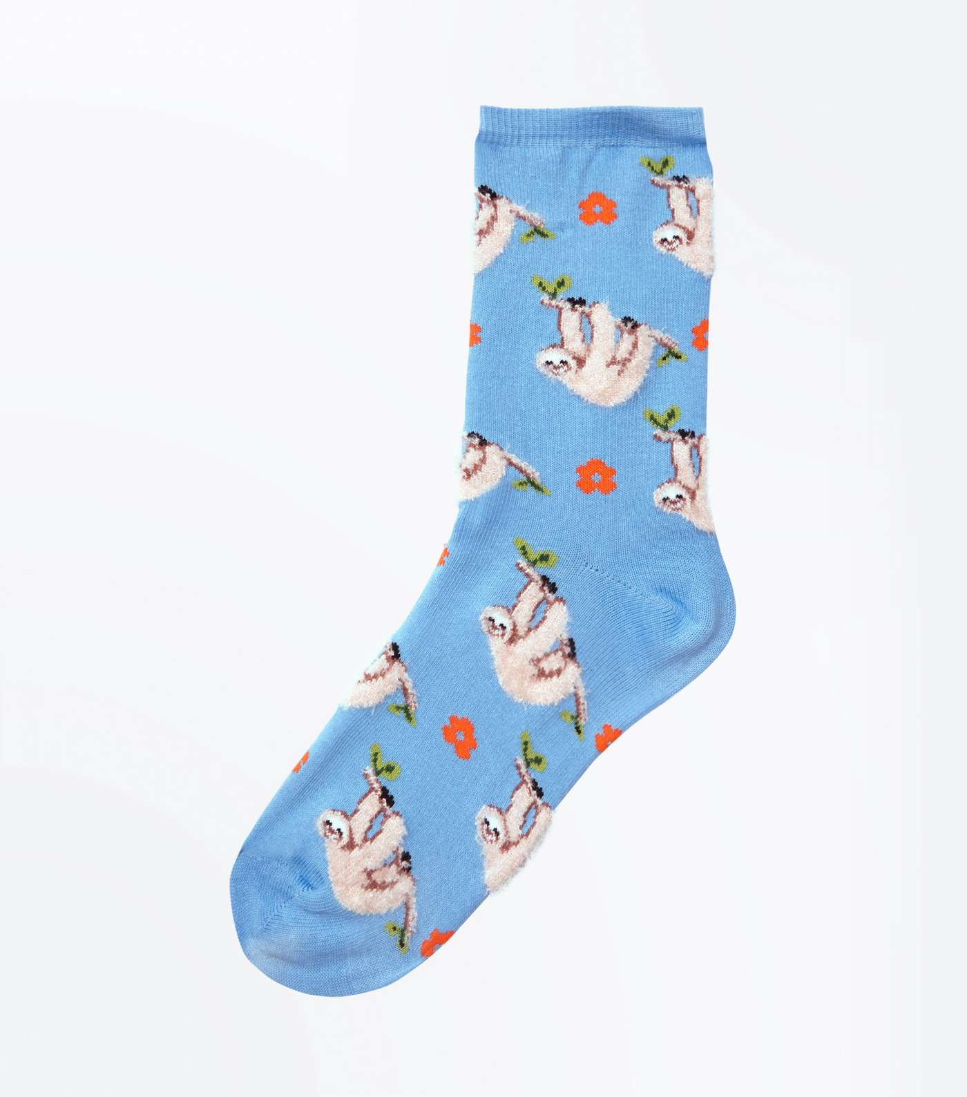 Blue Fluffy Sloth Socks