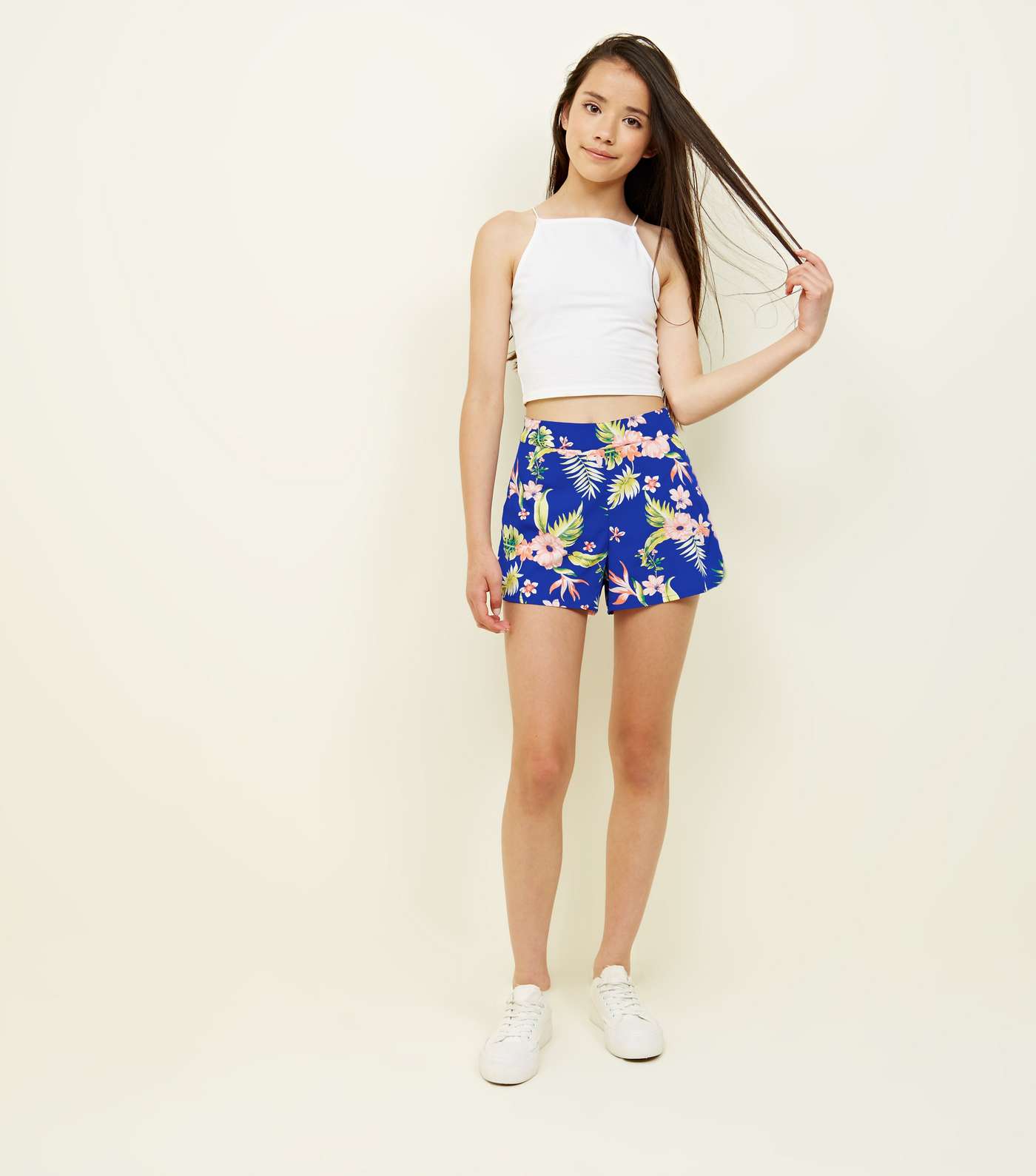 Girls Blue Tropical Shorts Image 5
