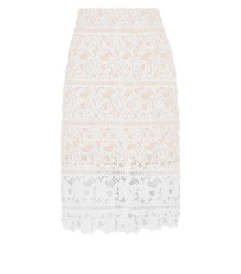 Cream Lace Pencil Skirt | New Look