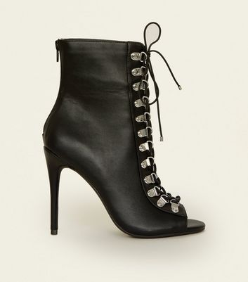 black lace up heels new look