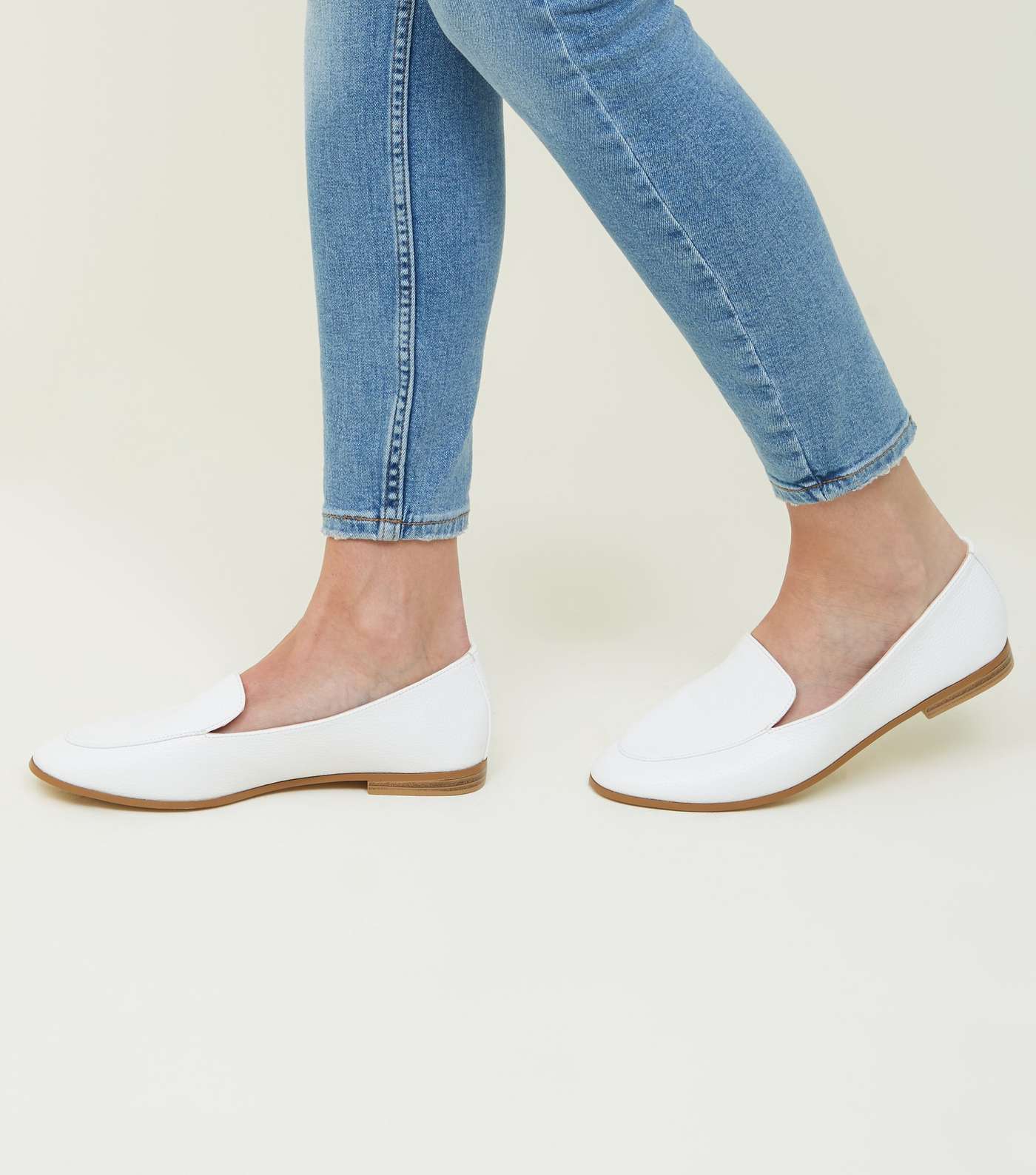 White Leather-Look Loafers Image 2