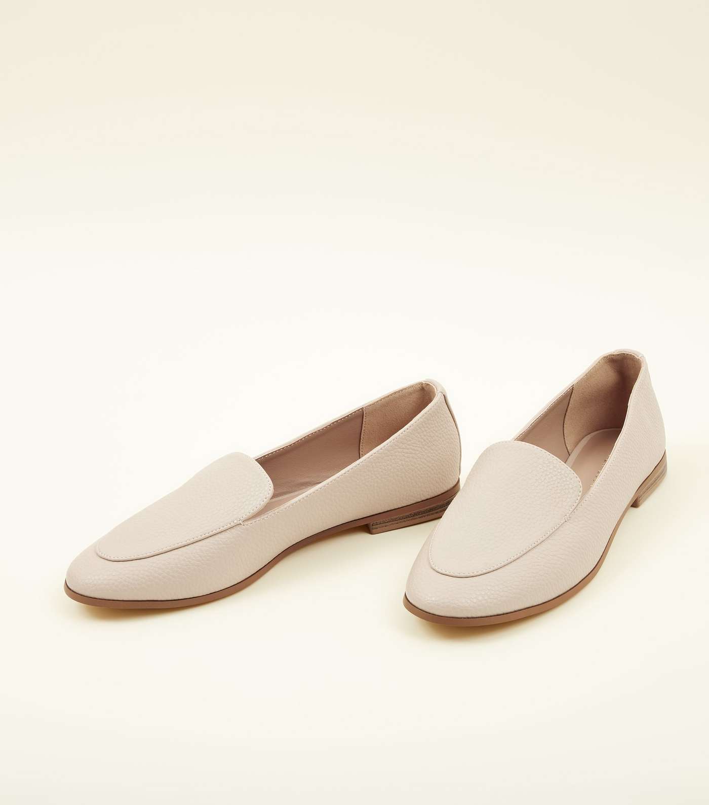 Cream Leather-Look Loafers Image 4