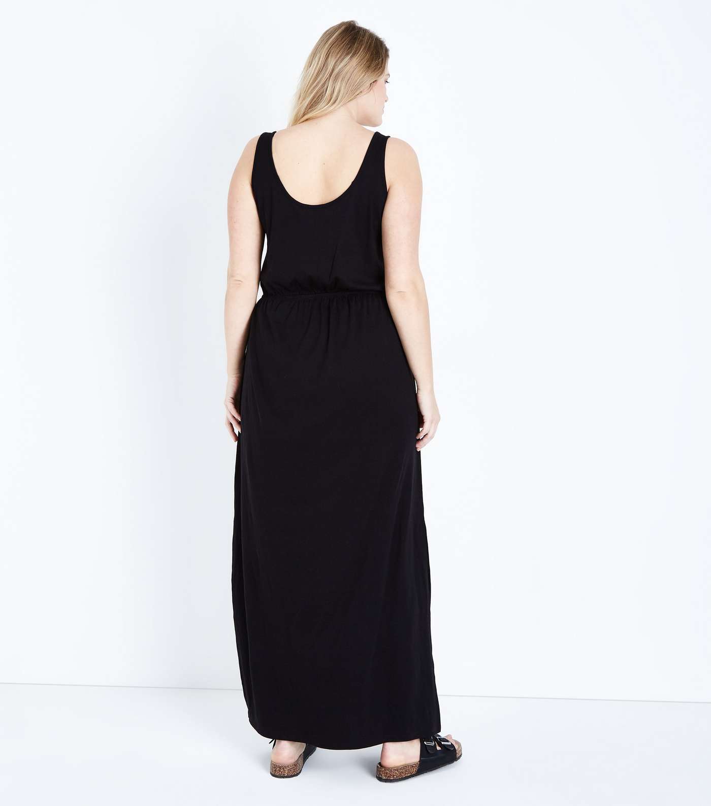 Curves Black Sleeveless Jersey Maxi Dress  Image 2