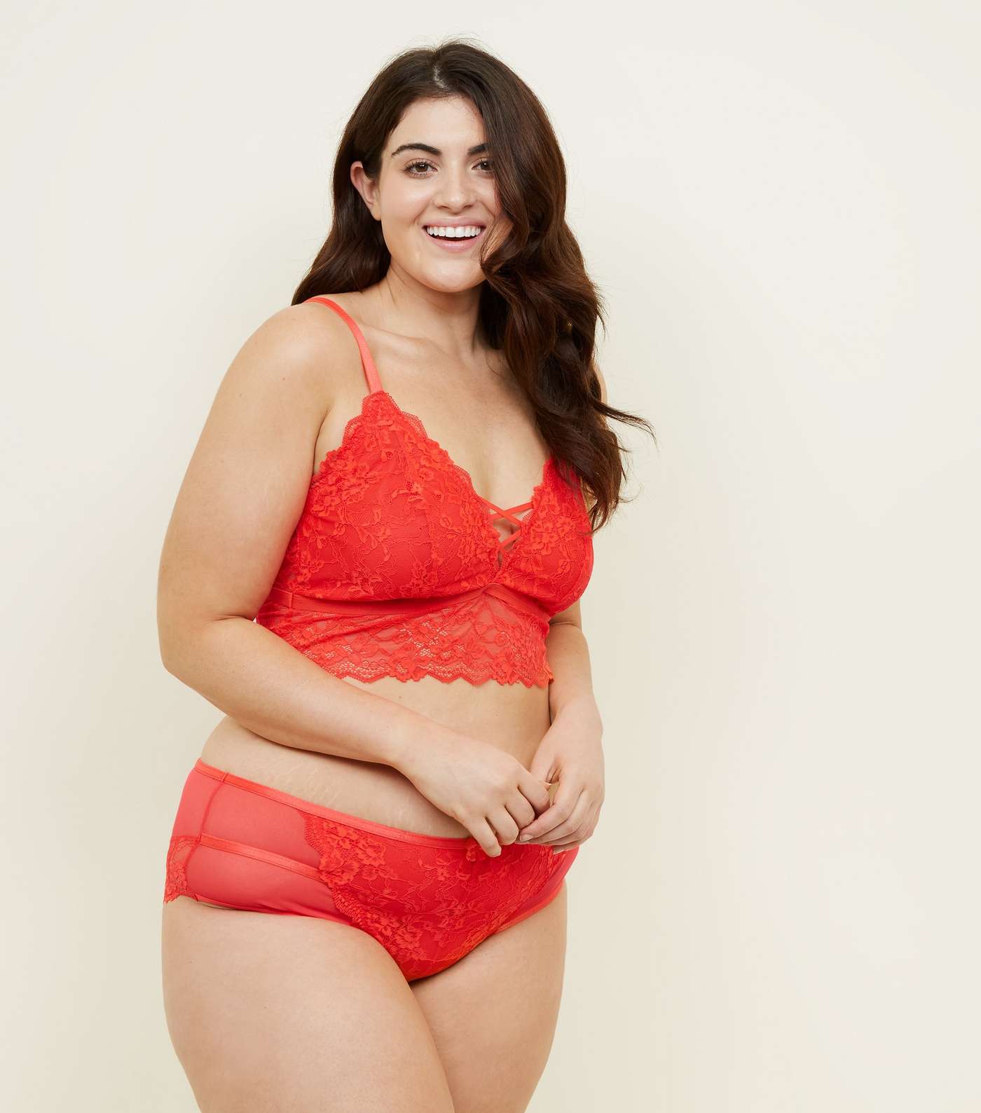 Curves Red Lace Brazilian Briefs   Image 2